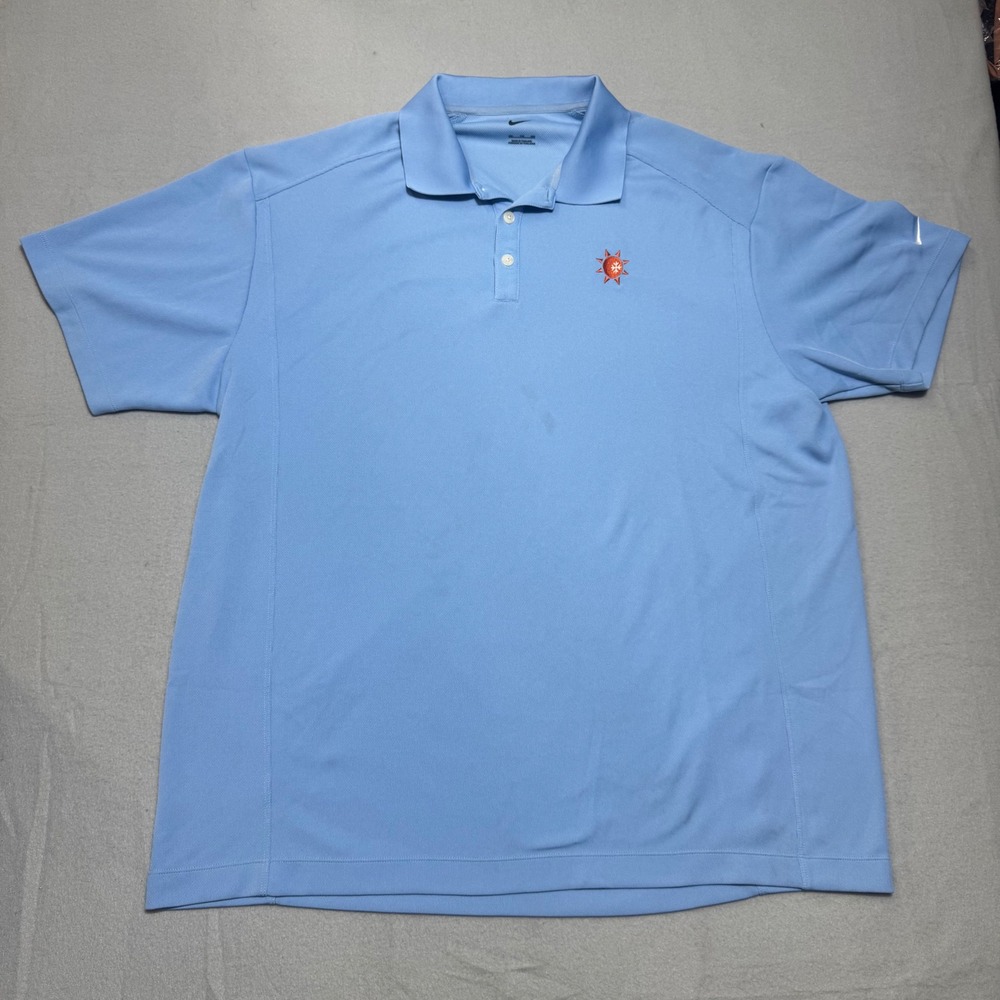 Nike Dri-FIT Polo Men Shirt XXL Blue Excellent Sun Snowflake Logo MA-317